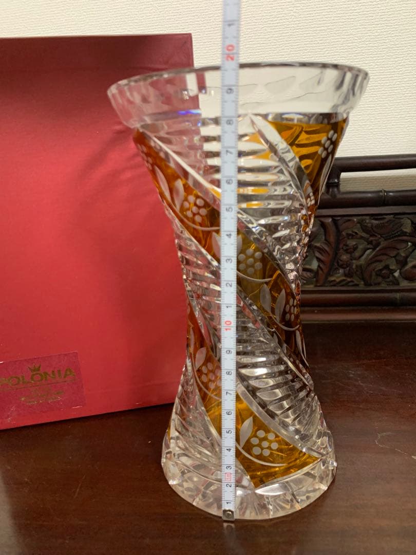 POLONIA ポロニア 切子 花瓶 フラワーベース 花器 クリスタルガラス