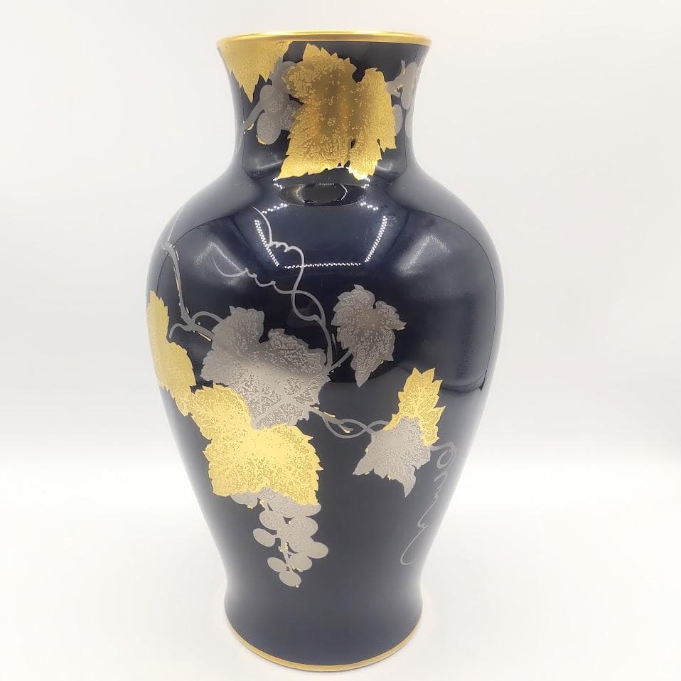 ★箱付★ OKURA 大倉陶園 花瓶 金蝕ぶどう 28cm 花器 金彩 花入