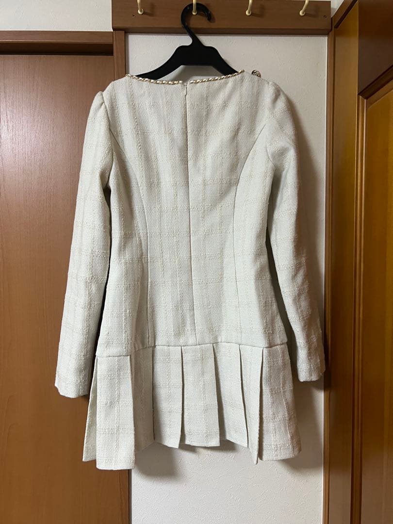 mmeeme ツイードチェックプリーツワンピース