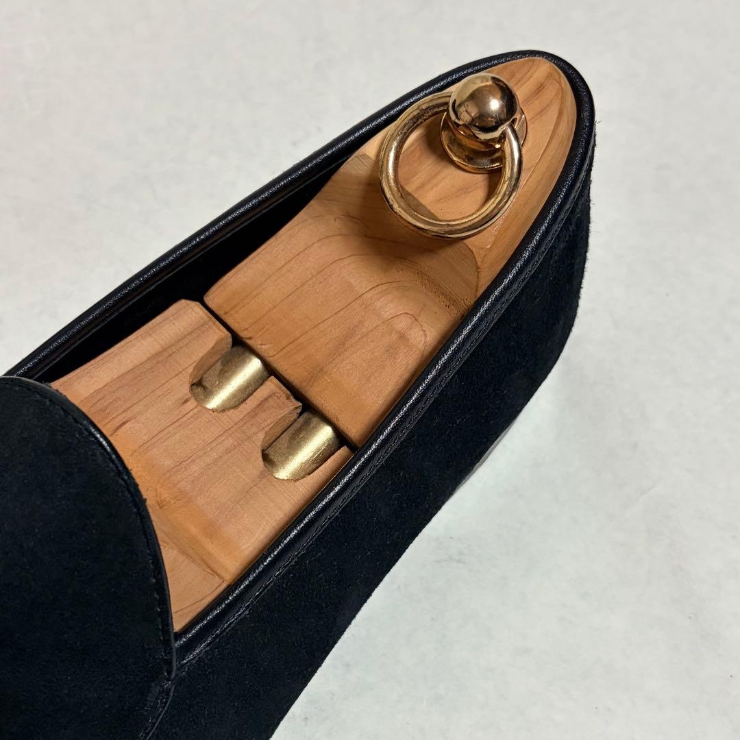 京都革靴老舗店EVANSオリジナル スエード スリッポン 黒 高級 ローファー