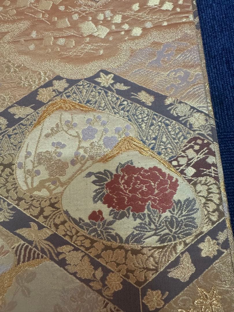 2702 袋帯 古代彫金紋 西陣織 金糸　高級上質上品　約440cm 未使用