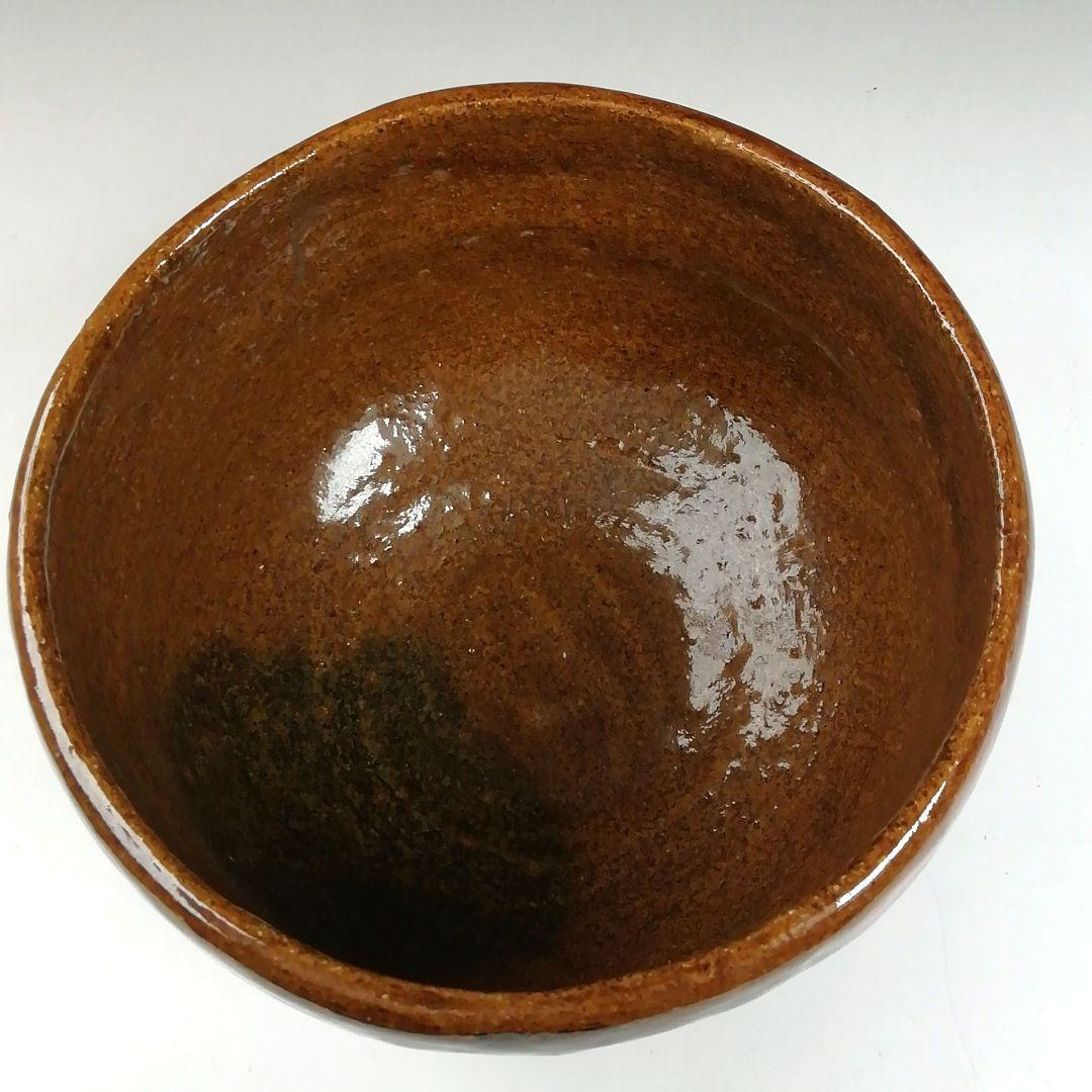 Ｗ１８７　茶碗　『飴釉　大樋茶碗』『龍の絵』『大樋長阿弥 造』　共箱　茶道具