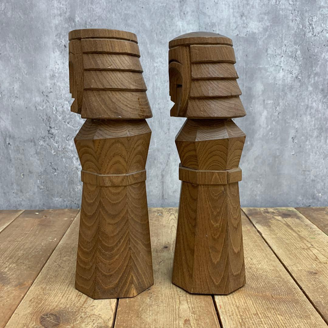 4F 【縁起物】アイヌ伝統工芸 木彫り ニポポ人形 ペア セット