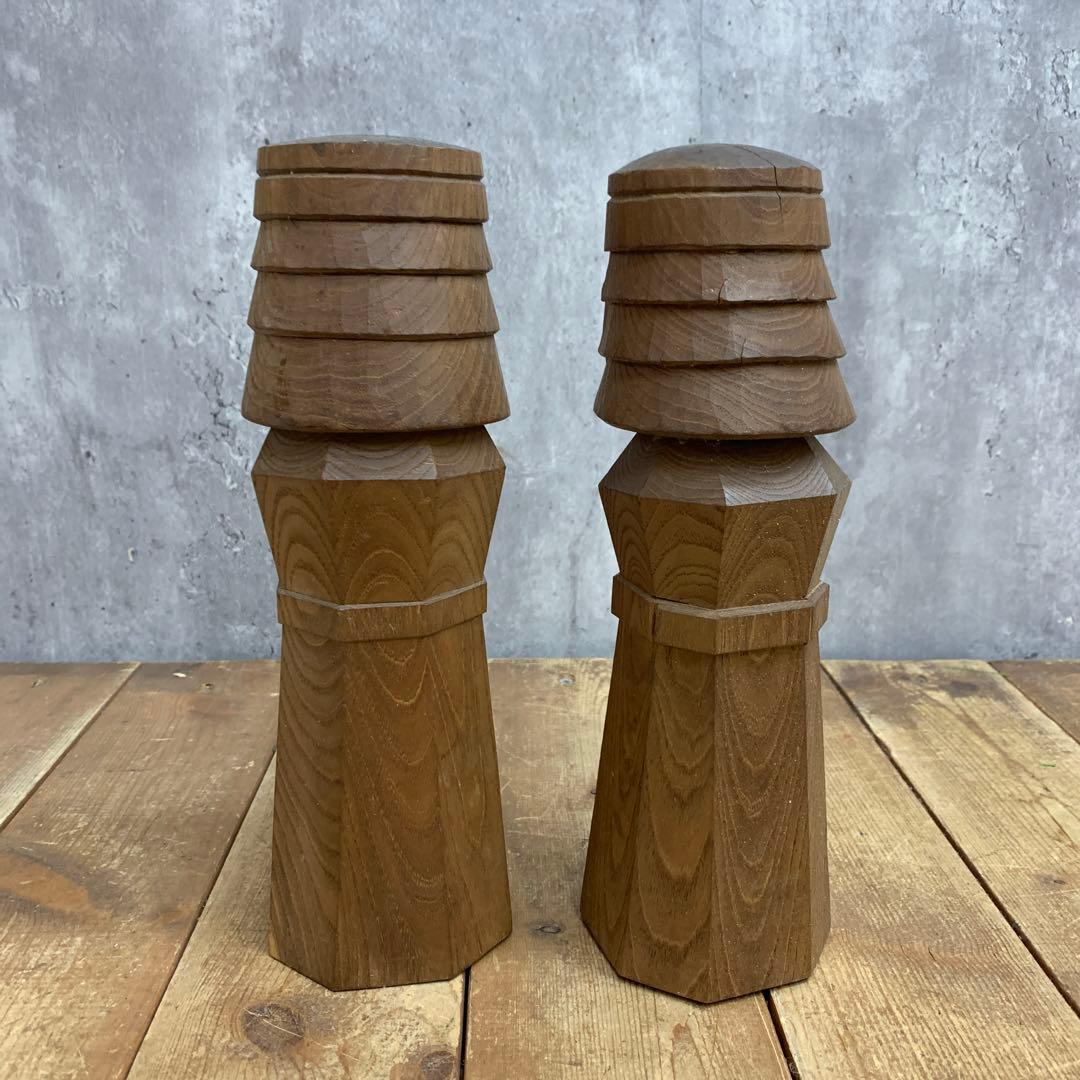 4F 【縁起物】アイヌ伝統工芸 木彫り ニポポ人形 ペア セット