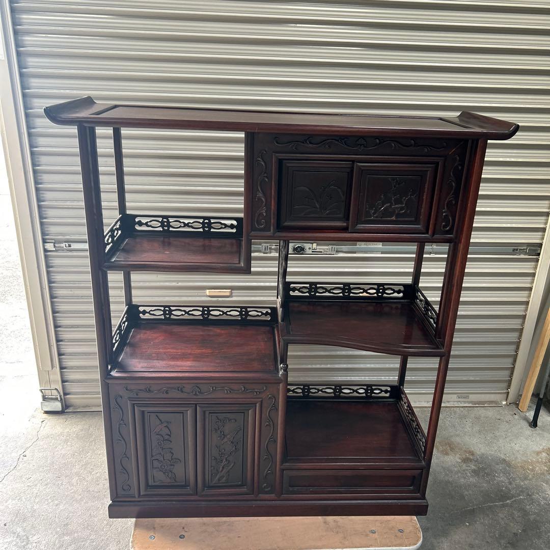 アンティーク　木製彫刻付き　飾り棚