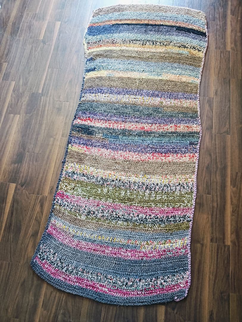 レア美品　昔の針編みの襤褸のフリークロス　敷物