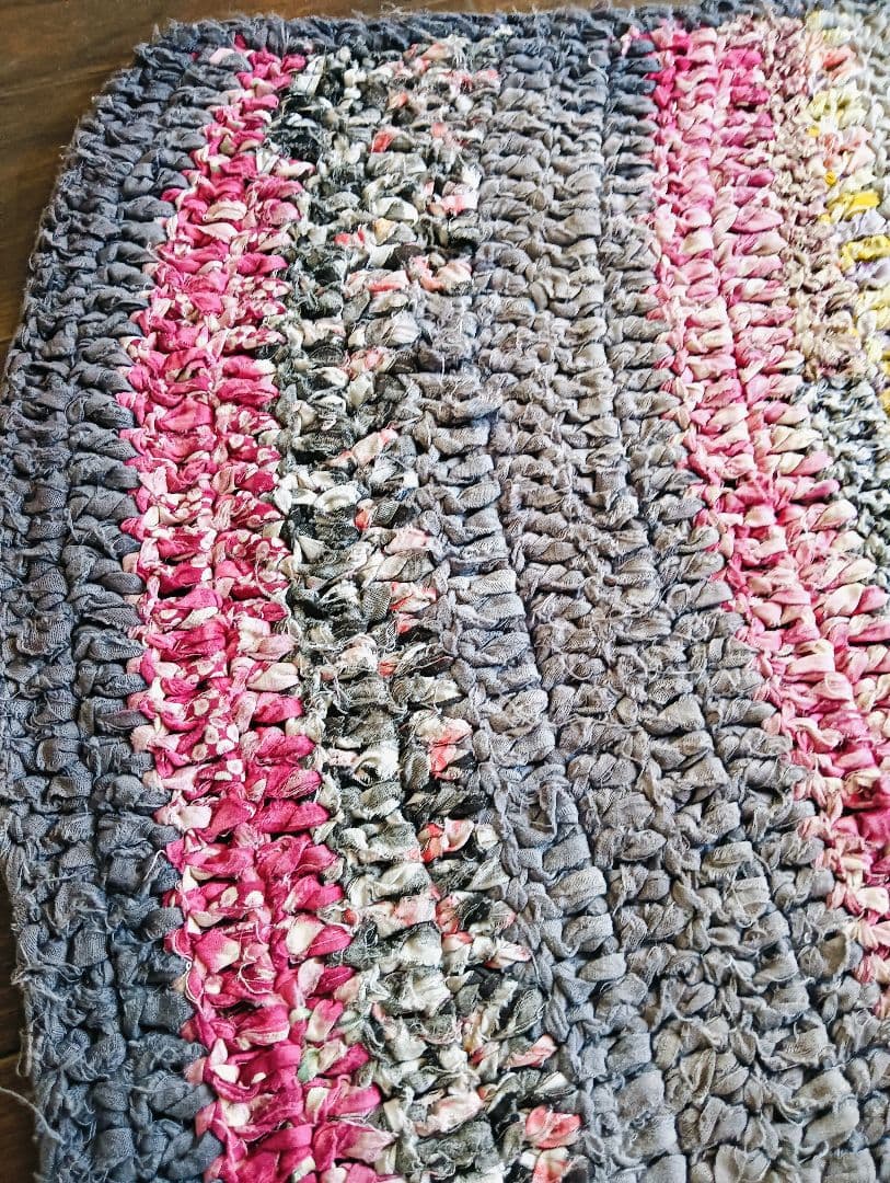 レア美品　昔の針編みの襤褸のフリークロス　敷物