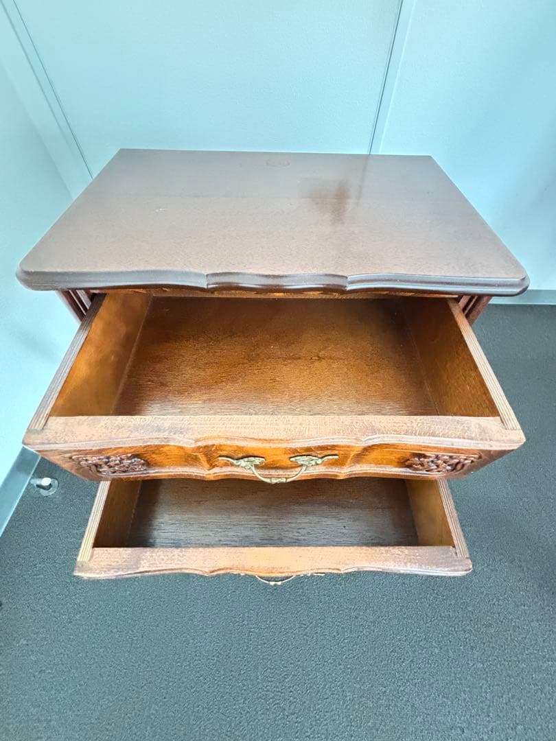 木製2段引き出しラック アンティーク調家具 チェスト クラウディオ サオンチ