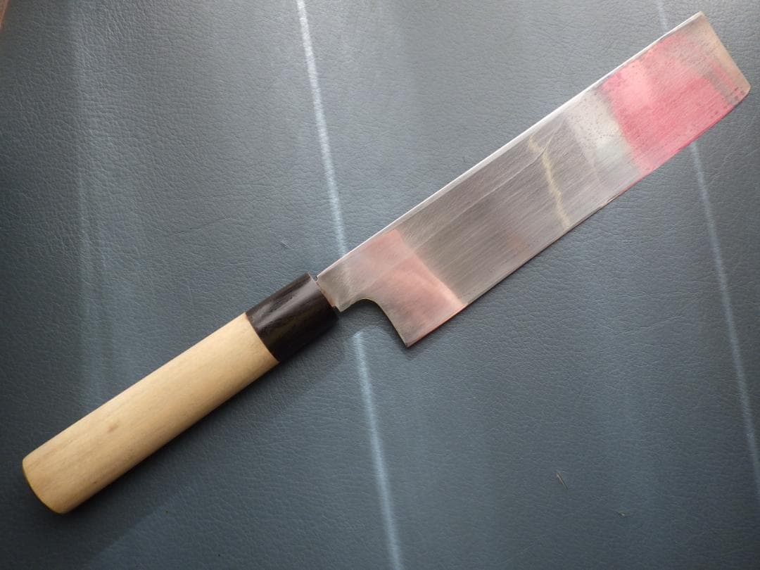 日本橋木屋㊧利き★東型薄刃包丁220ｍｍマチ/白紙・★黒水牛柄★手研ぎ済み▲