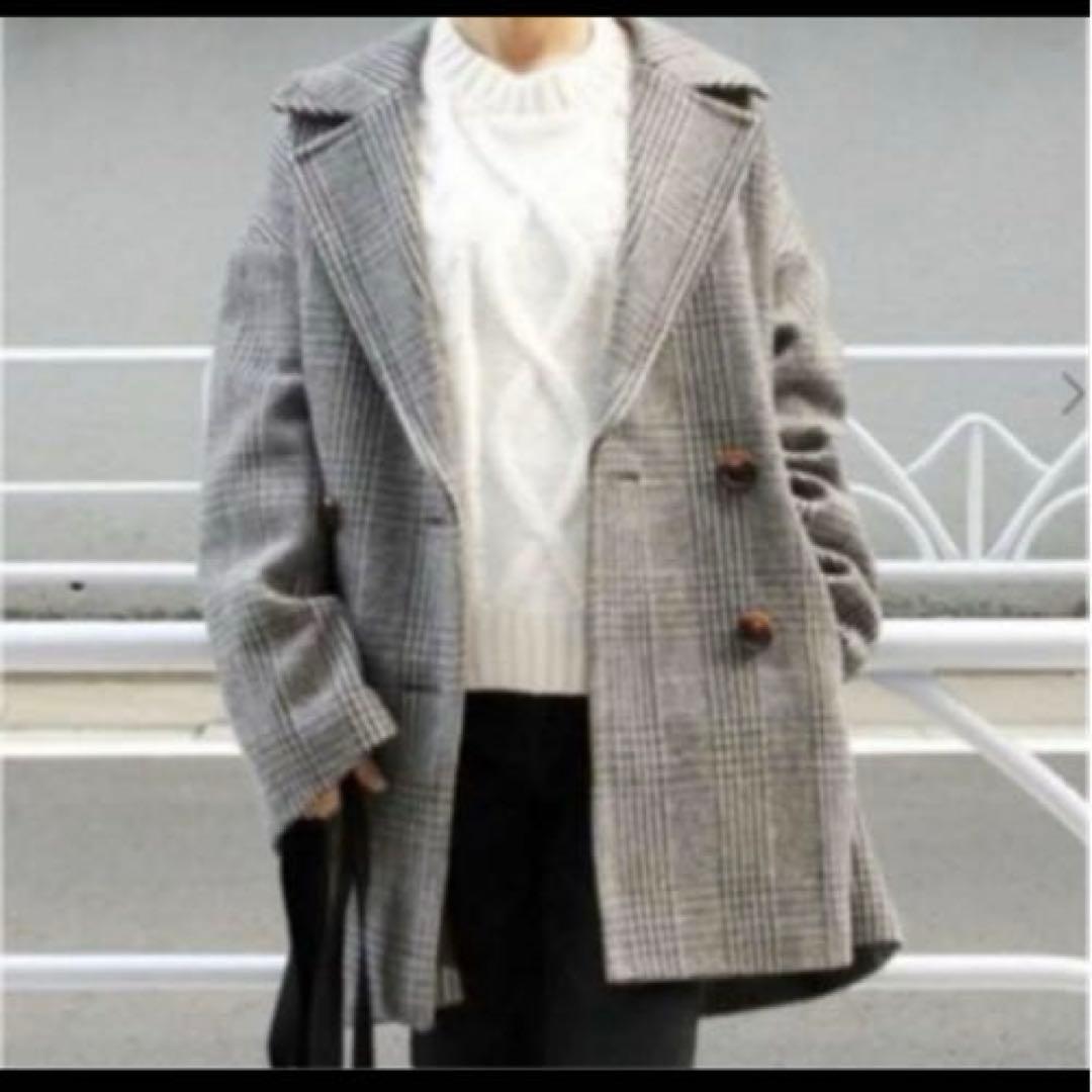 【美品】ジャーナルスタンダードレリューム ダブルカラーチェックコート　茶　36