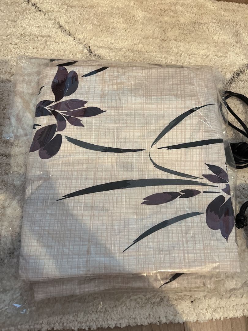 紫の花柄 浴衣 7点セット