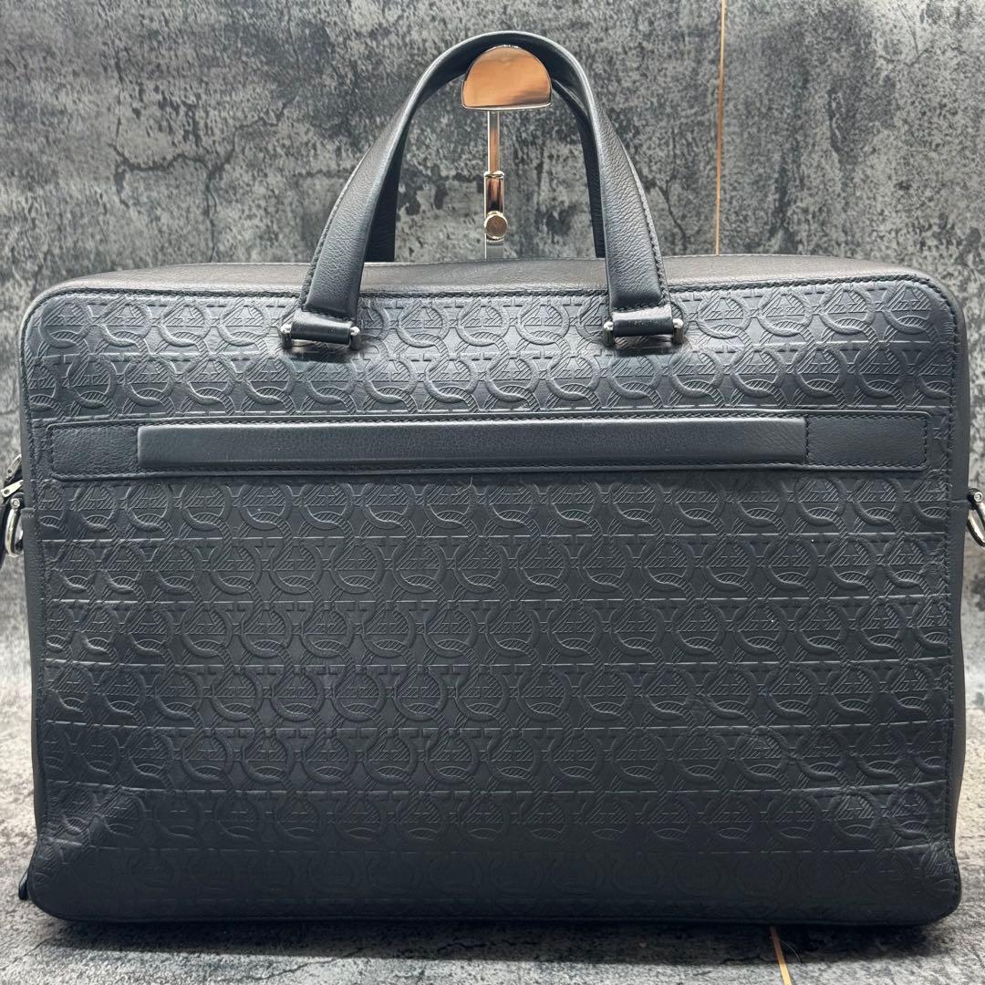 現行 極美品✨フェラガモ エンボス ガンチーニ ブリーフケース ２室 2way