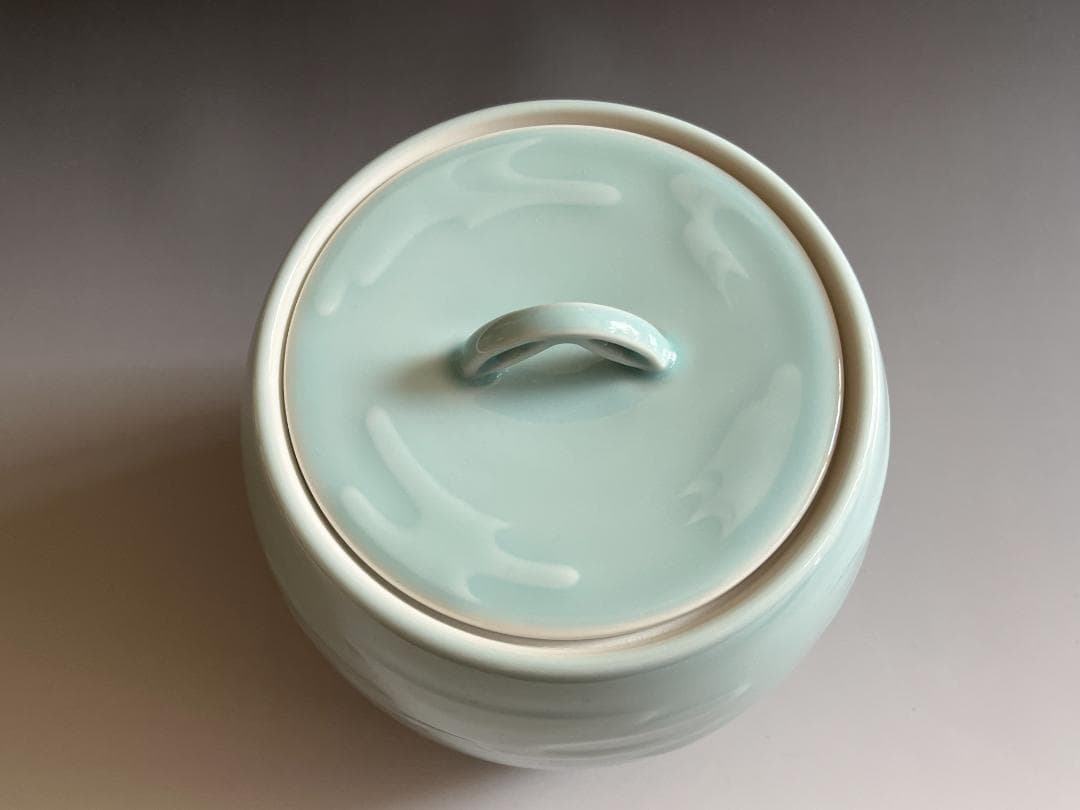 堀内宗完書付　央作　青磁雲文　水指　茶道具　表千家