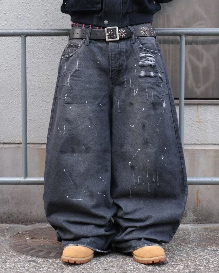パンツ BELVET Washed Faded Denim