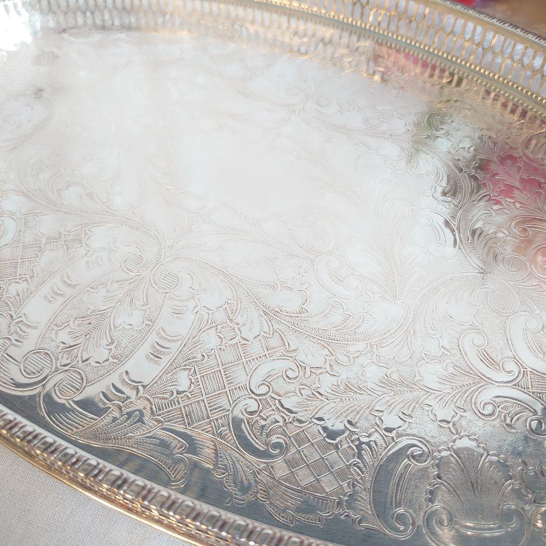 イギリス　アンティーク　シルバートレイ　シルバートレー　銀盆