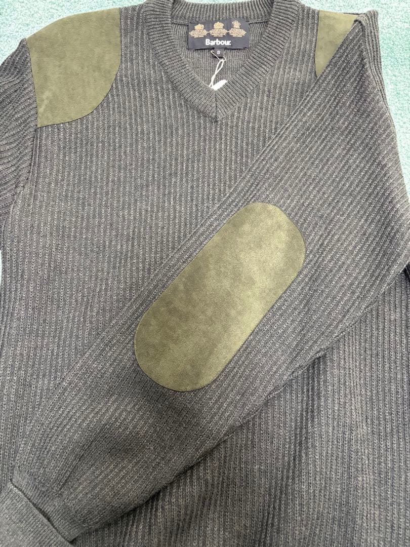 Barbourニット スエードパッチ　Sサイズ