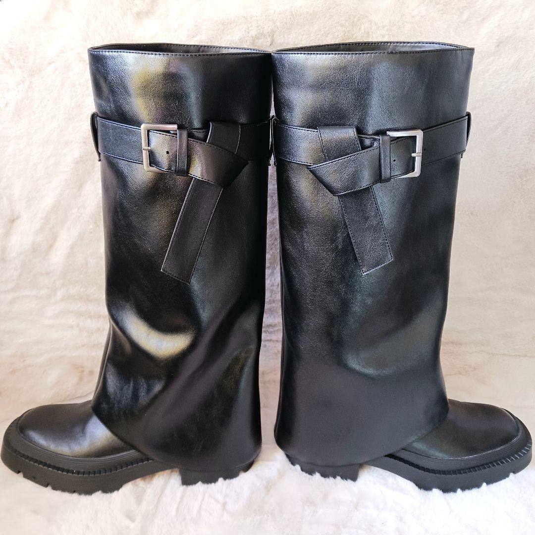 未使用　ザラ ニーハイゲートルロングブーツ 2024年モデル　23.5㎝　黒
