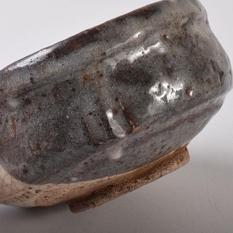 茶道具　鼠志野焼　升形茶碗　時代箱　V　R7989