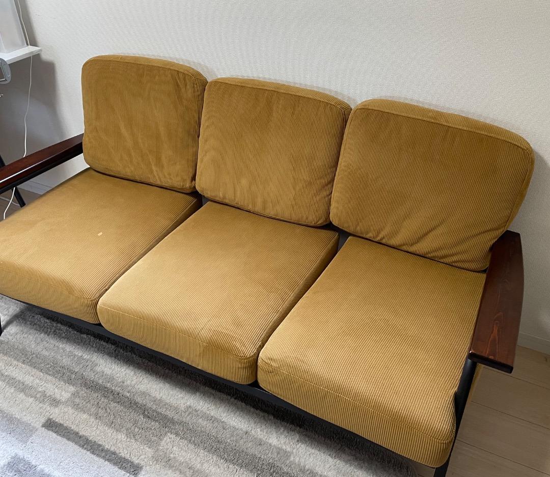 【幅165cm】Basquiat 3人掛けコーデュロイソファ