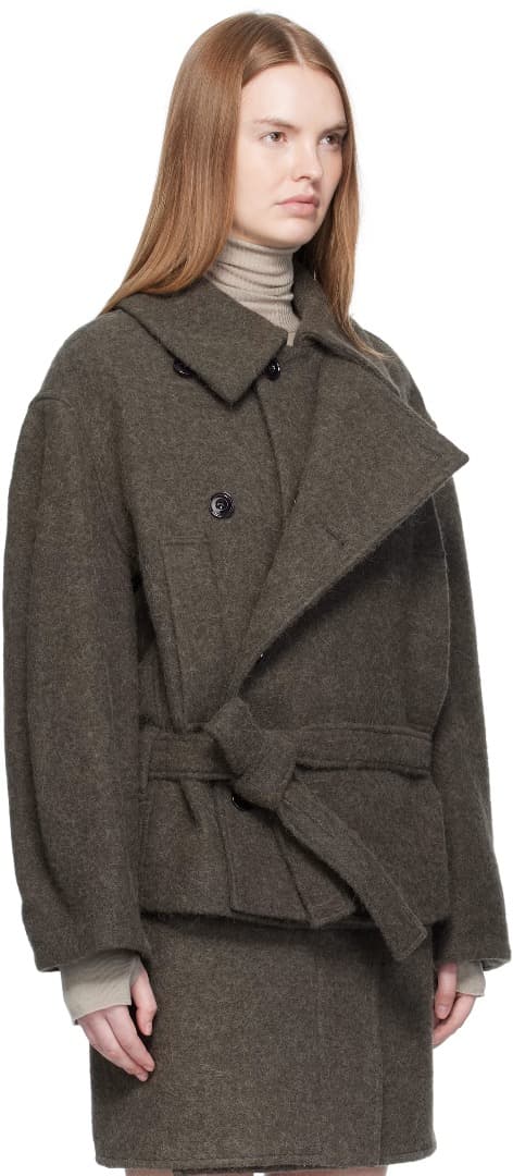 ジャケット・アウター LEMAIRE SHORT ASYMMETRICAL BATHROBE COAT