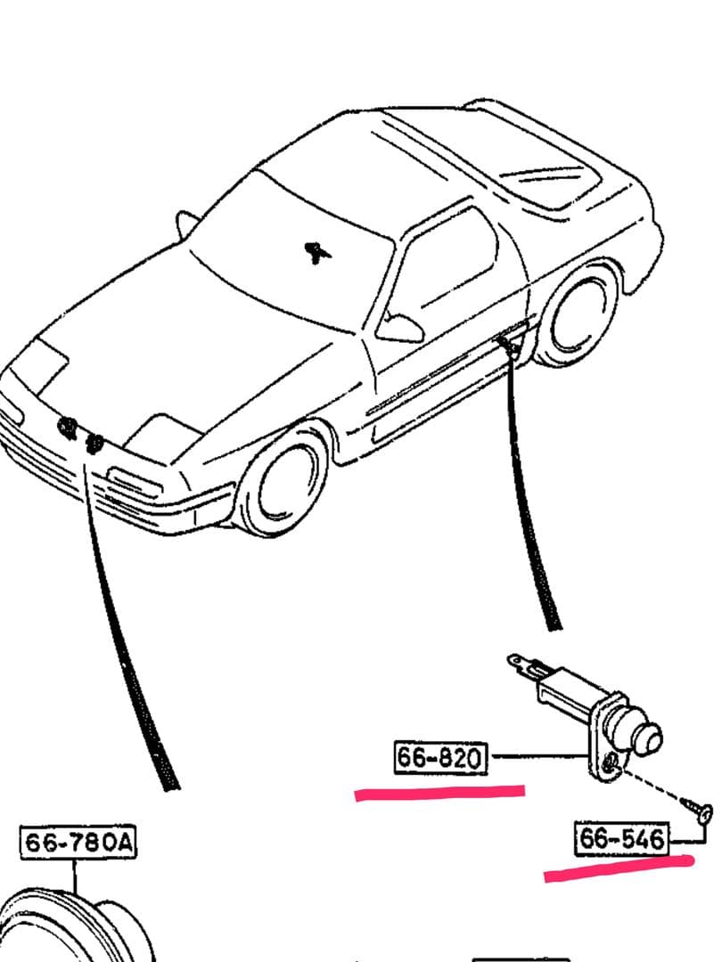 M*A様 マツダサバンナRX-7(FC3S後期型)ドア(カーテシ)スイッチ&取付