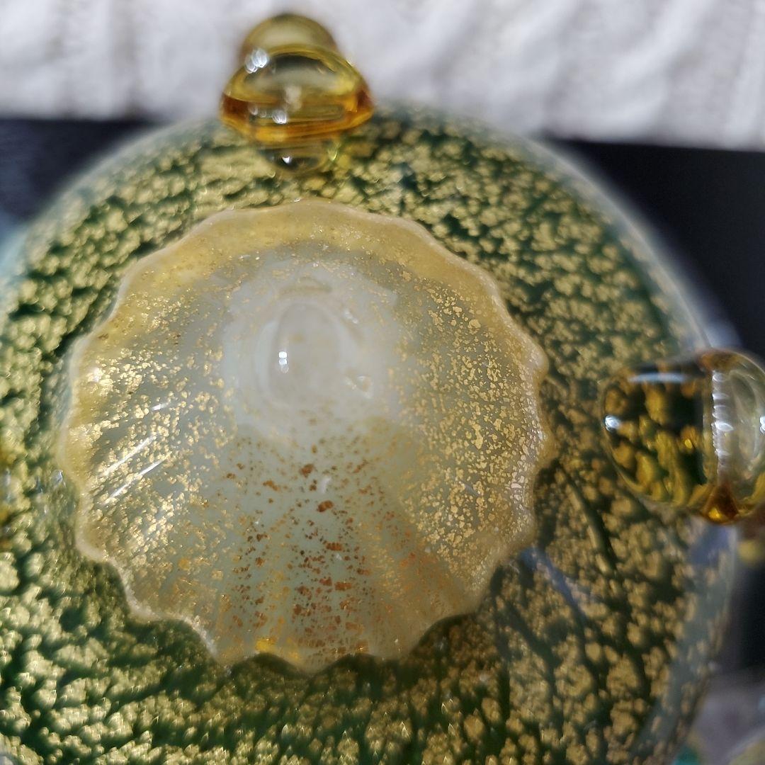 マルティグラス　義山飾り兜　台付き　ガラス細工