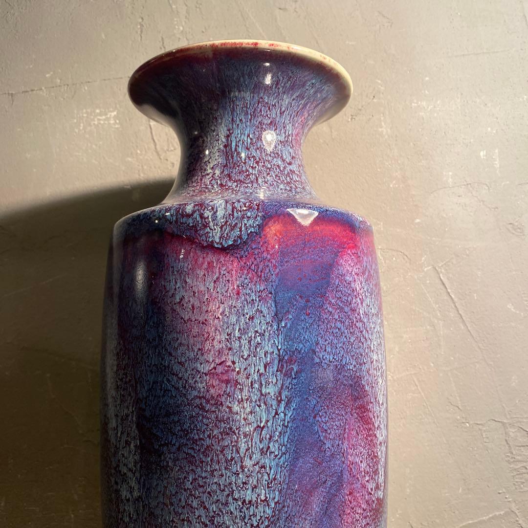 中国 釣窯 辰砂釉 飾り壺 オブジェ 美術品 骨董品 インテリア 花瓶