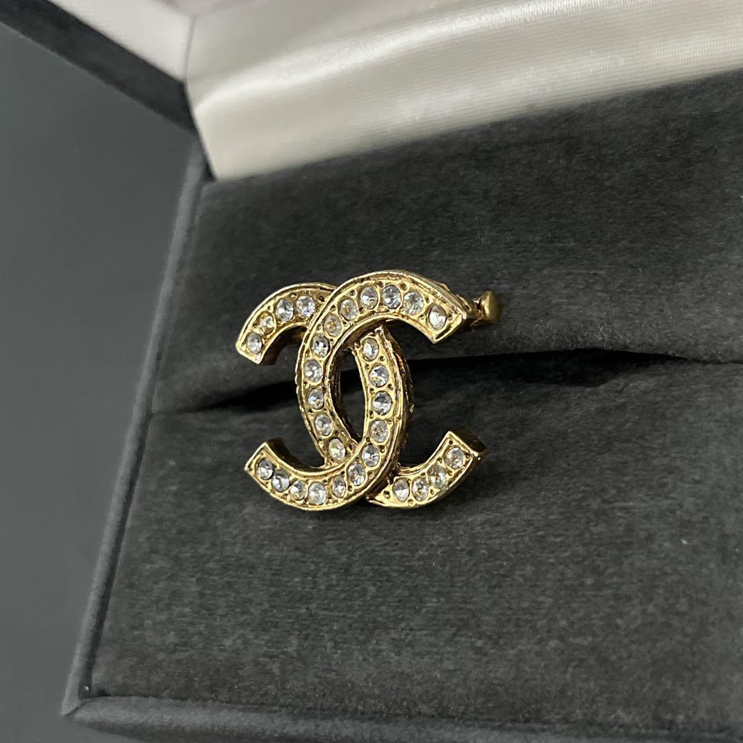 正規品　CHANEL シャネル　ブローチ　ココマーク　ラインストーン　ゴールド