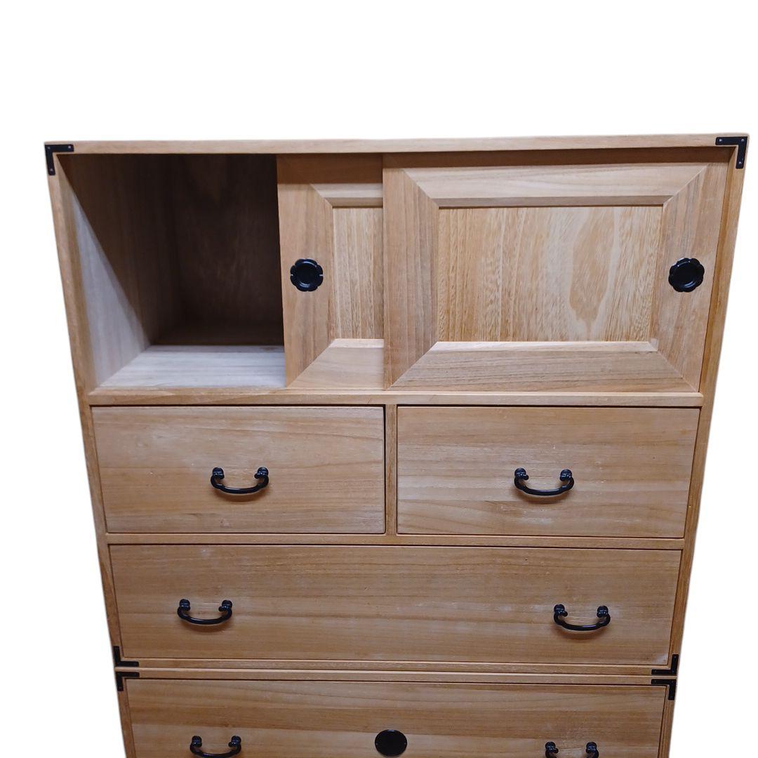 桐タンス 扉付き収納 上下セット