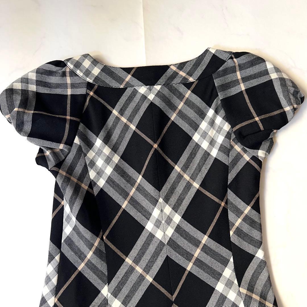 美品 バーバリーブルーレーベル ノバチェックワンピース ベルト プリーツ 36
