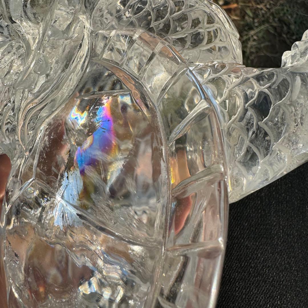 超透明　風水用　ブラジル産天然クリスタル龍亀！！(虹多い)ロングイ　風水 置き