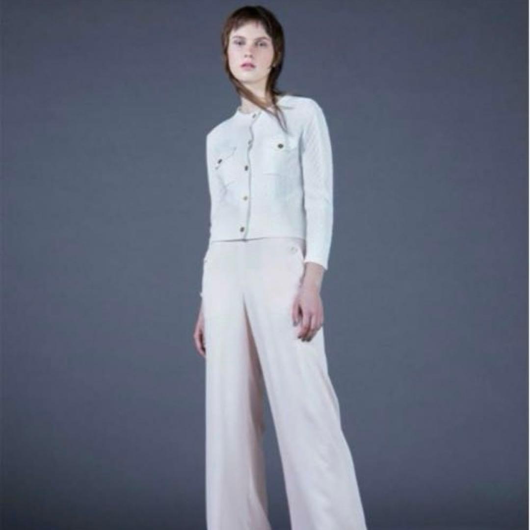 【美品】Sov. ソブ レーヨンナイロンダルケーブルニットジャケット 白