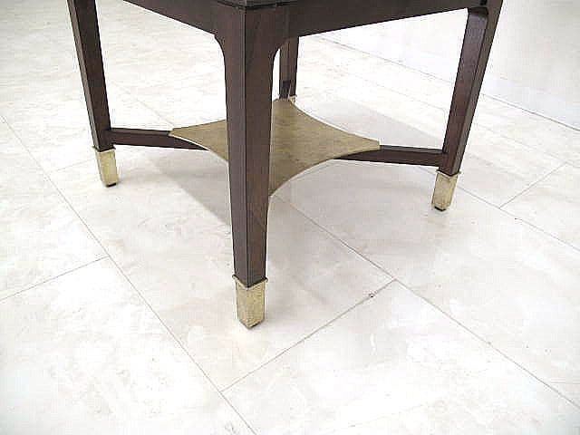 デッカホーム マホガニー無垢材サイドテーブル 真鍮脚 　 ナイトテーブル