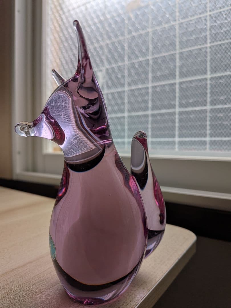 ヴィンテージBOHEMIA GLASS ピンクガラス一点もの