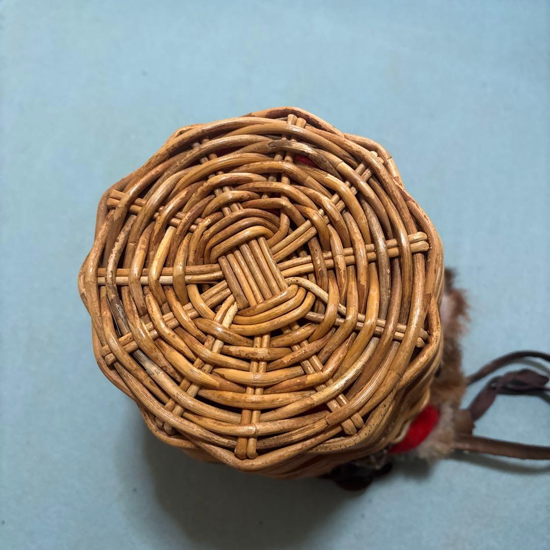 エバゴス ファー付き籐かごバッグ