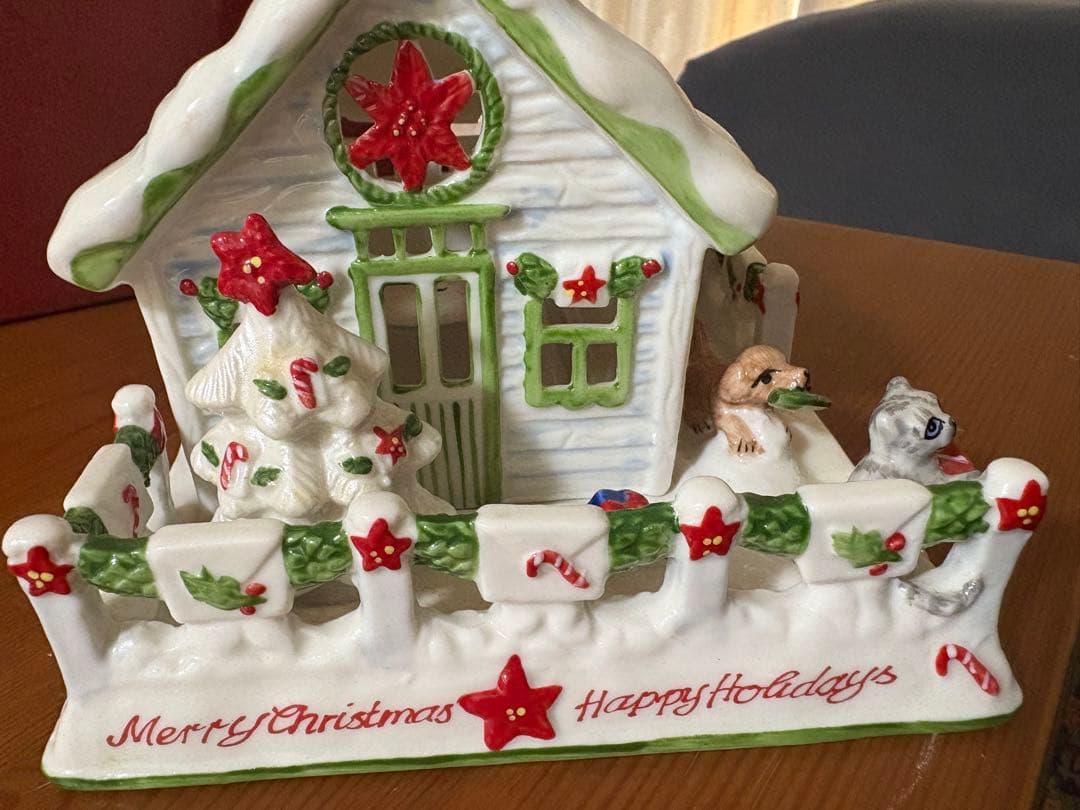 ビレロイ&ボッホクリスマスキャンドルホルダーハウス猫犬