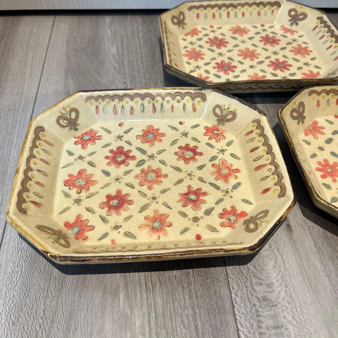 増山文さん四角プレート3枚セット美品