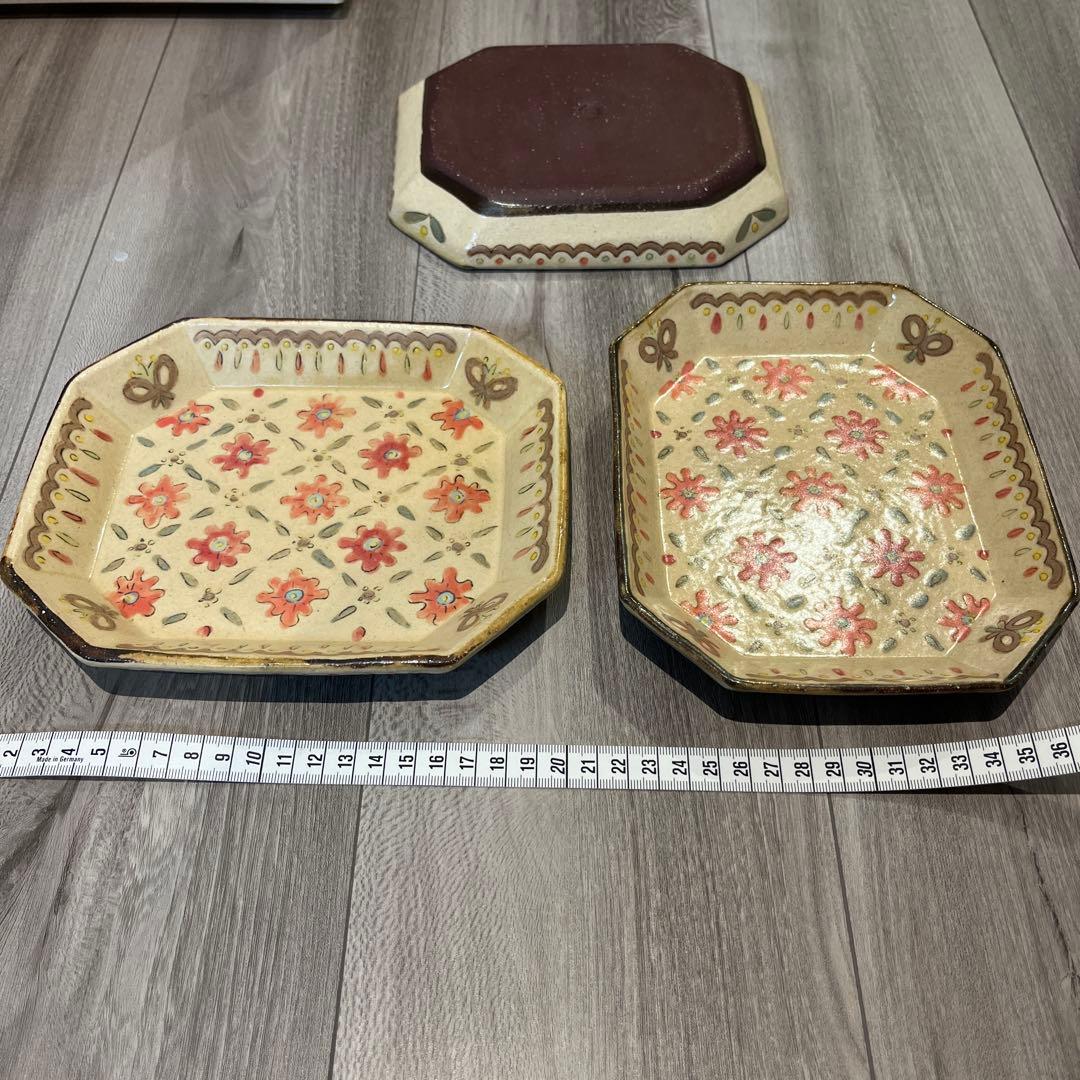 増山文さん四角プレート3枚セット美品