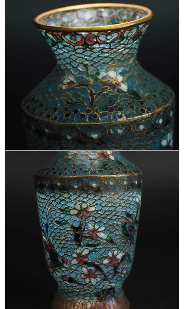 送料無料　中国古玩　琺瑯彩省胎七宝花瓶　高12ｃｍ