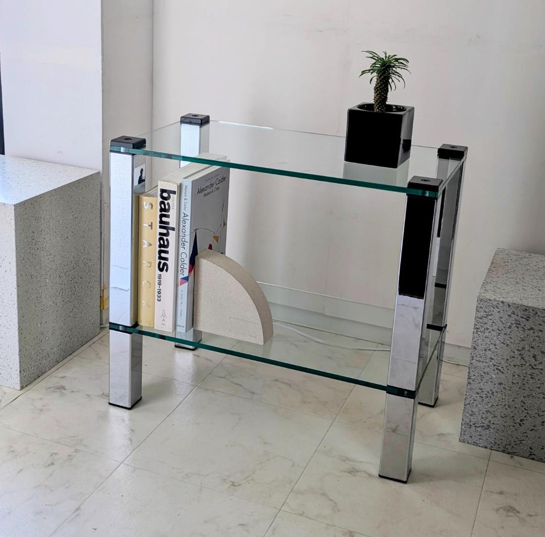 90s ヴィンテージ ガラス シェルフ スタイリッシュ モダン