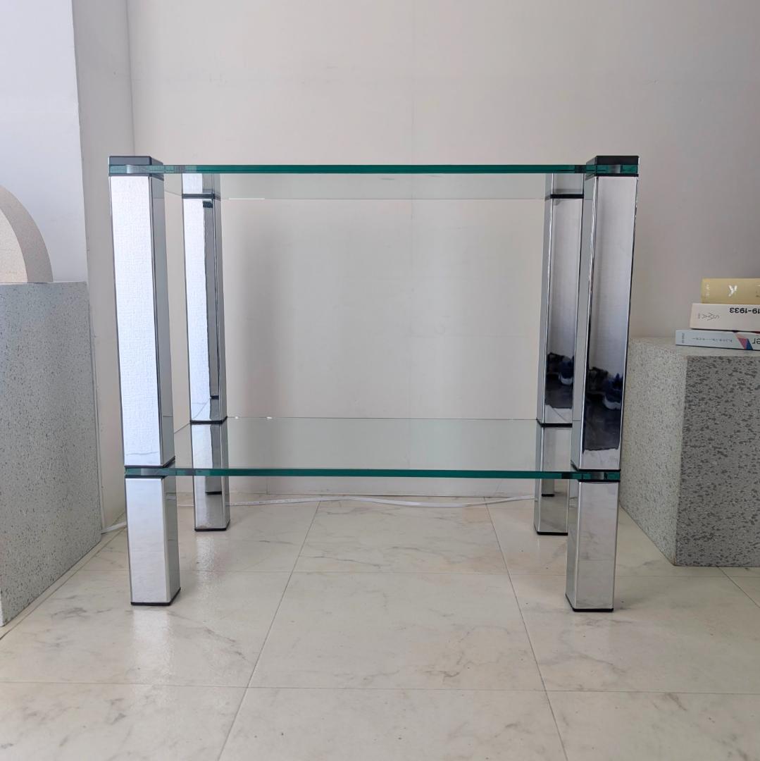 90s ヴィンテージ ガラス シェルフ スタイリッシュ モダン