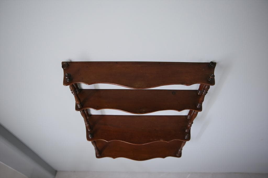 フランスアンティーク木製ウォールシェルフ/壁掛けラック/飾り棚(90-125)