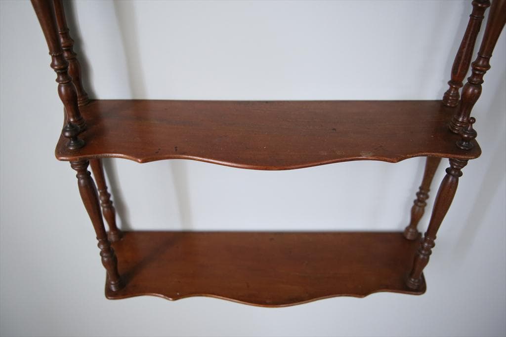 フランスアンティーク木製ウォールシェルフ/壁掛けラック/飾り棚(90-125)