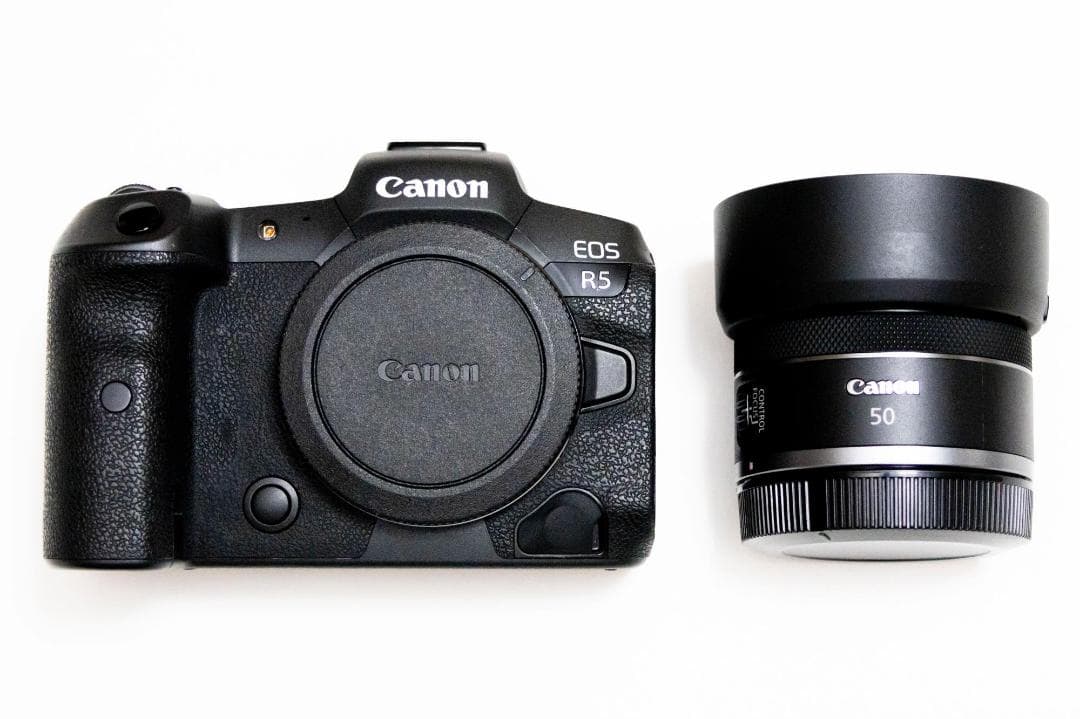 Canon キヤノン EOS R5 + RF50mm F1.8 （別売フード付）