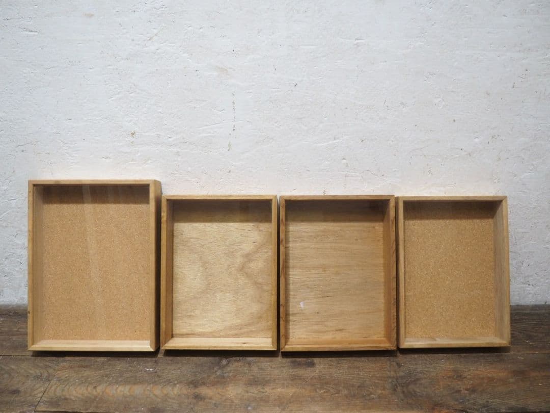 1390 ②蓋付 レトロな標本ケース(小3、大1)4個セット ガラスケース　展示