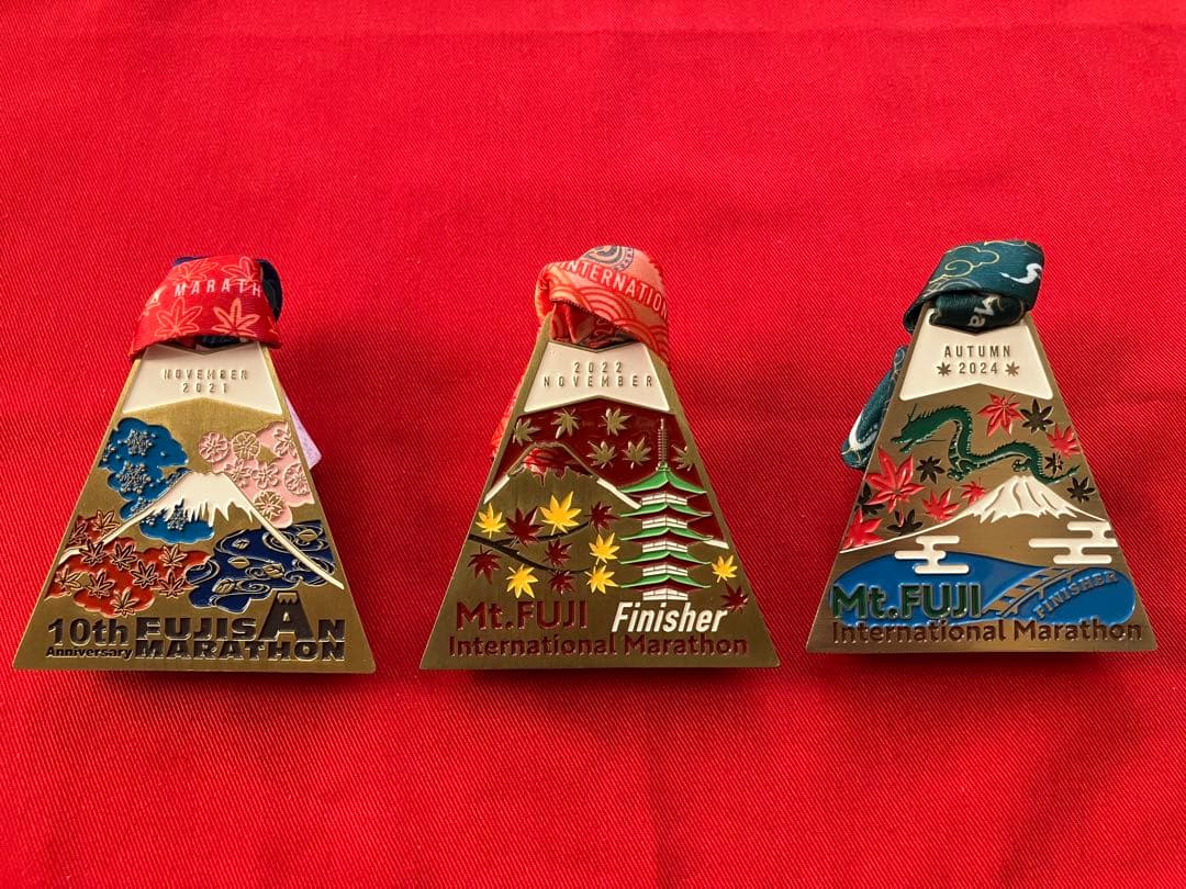 富士山マラソン 完走メダルセット、フィニッシャーメダル５個セット(立つタイプ)