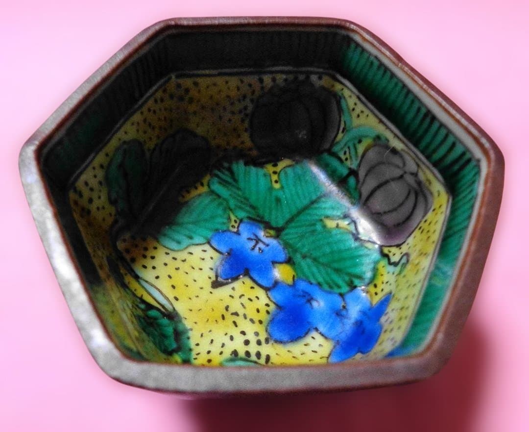 九谷焼　須田菁華　六角ぐい呑み