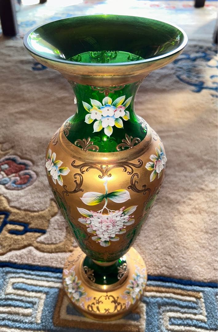 ベネチアグラス置き物　イタリア製　大型　グリーン