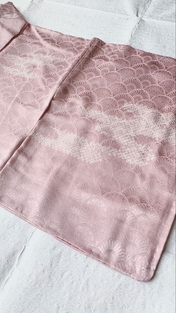 【訳あり特別価格】　正絹　訪問着　絞り　刺繍　ピンクマーメイド