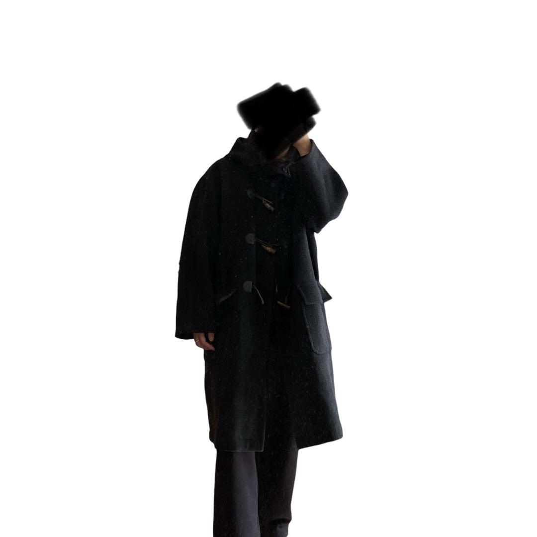 80s90s イタリア製 オーバーサイズ ヘリンボーンウール ダッフルコート